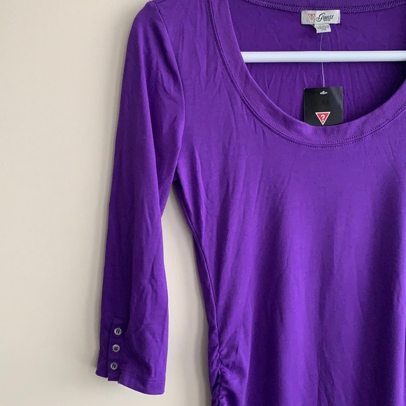 Guess Three Quarter Sleeve Rouched Tunic / Top - Picture 2 of 4